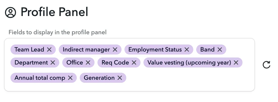 Profile Panel Field Selection
