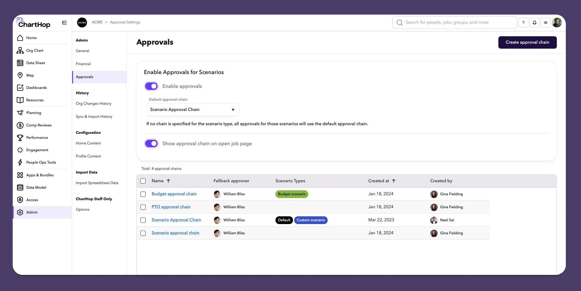 Approvals page Approvals page