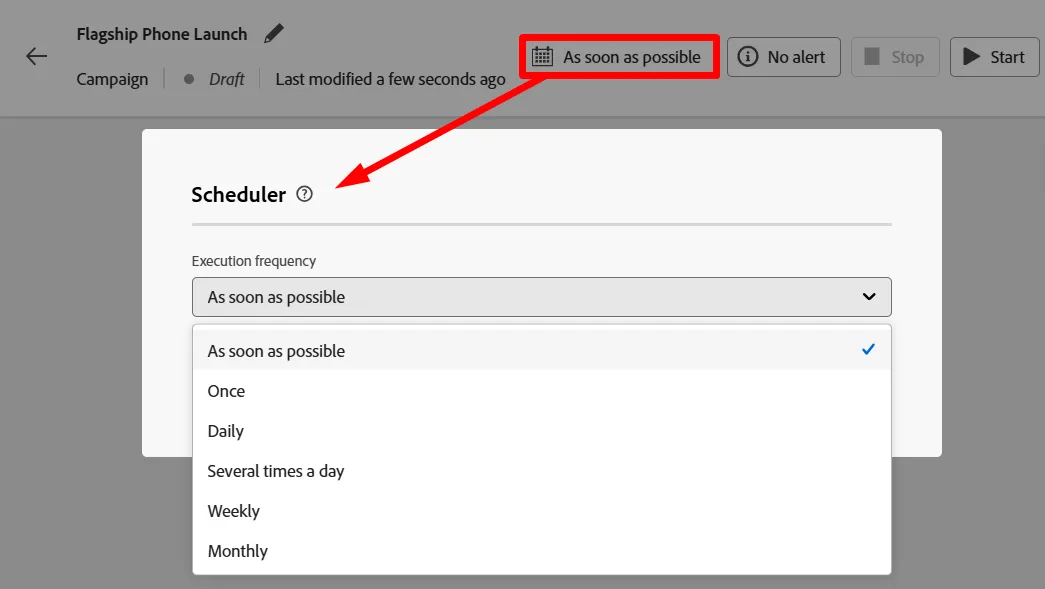 Scheduler options Scheduler options