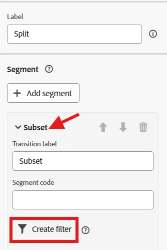 Add a filter to the split Add a filter to the split
