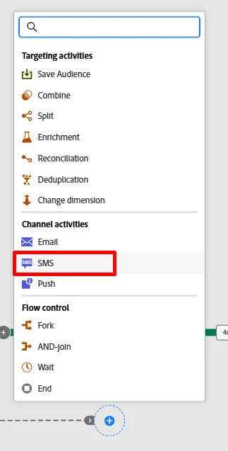 Add the SMS activity Add the SMS activity