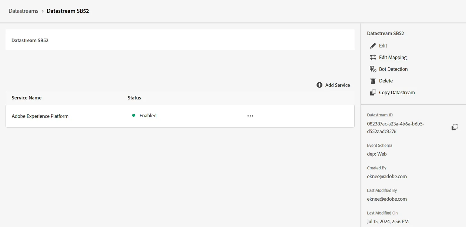 Adobe Experience Platform Service added in datastream Adobe Experience Platform Service added in datastream