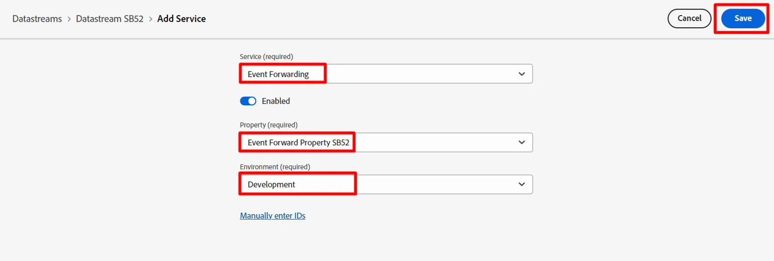Event Forwarding Configuration Screen Event Forwarding Configuration Screen