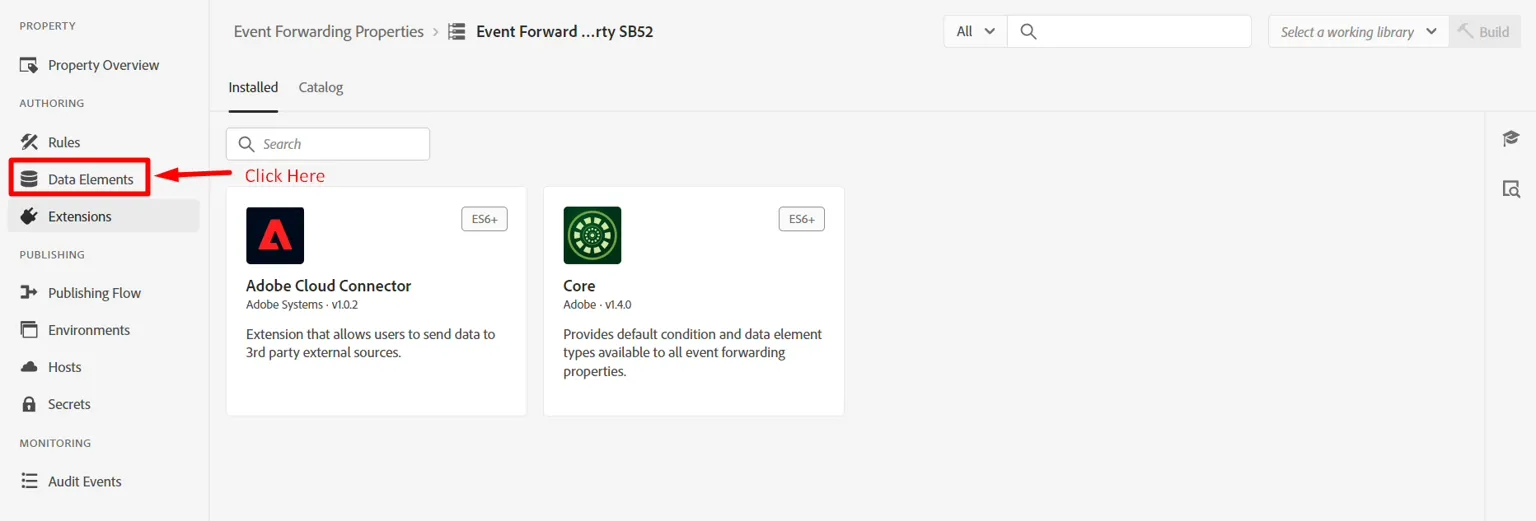 Navigate to data elements