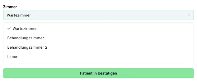 Behandlungszimmer auswählen.