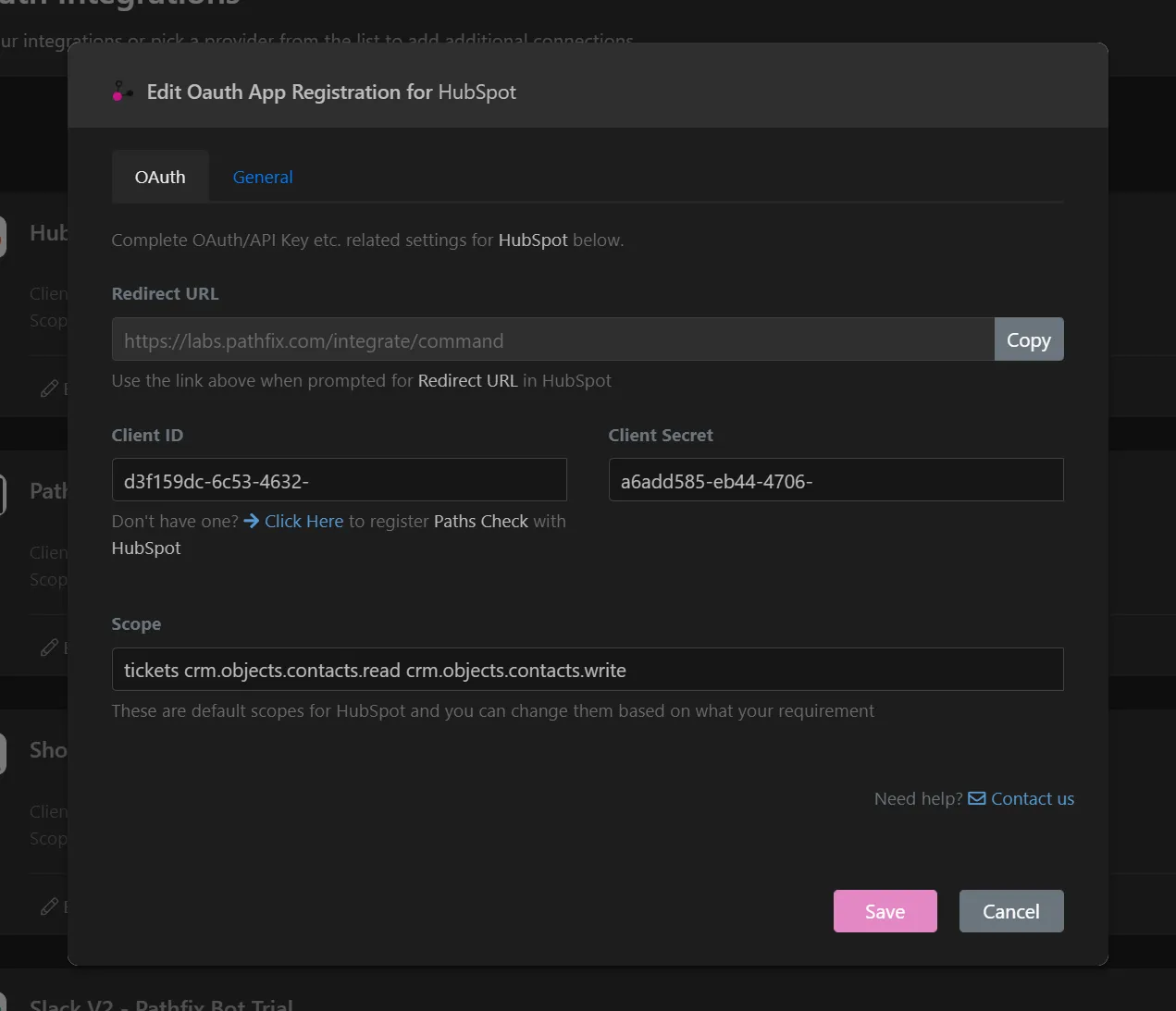 Image: Add Hubspot ClientID and Client Secret
