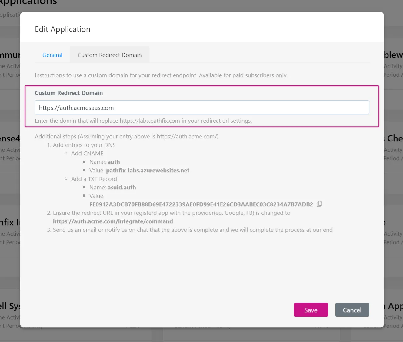 Image: Custom Domain setup