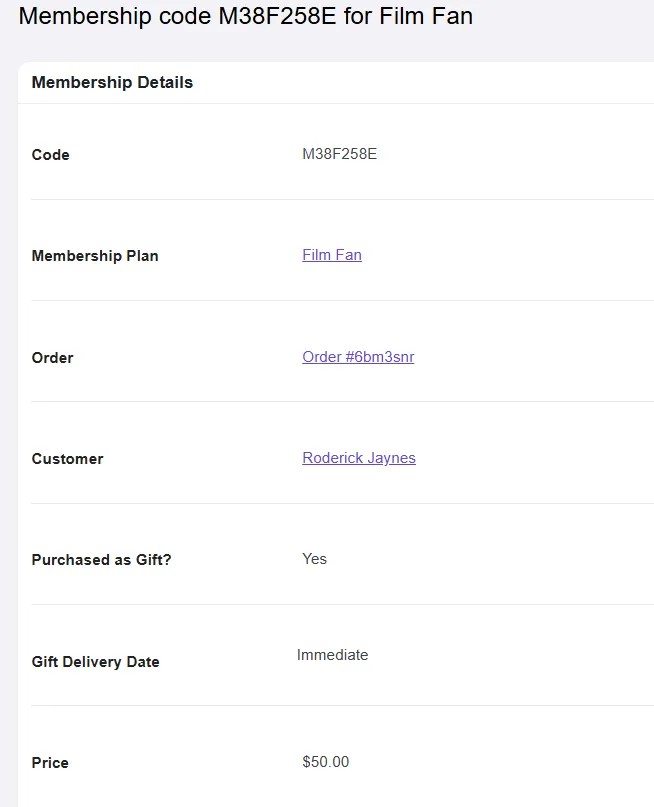 Example of "Immediate" gift delivery date