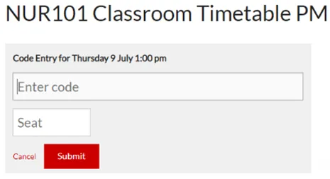 Code entry with allocated seat entry Code entry with allocated seat entry