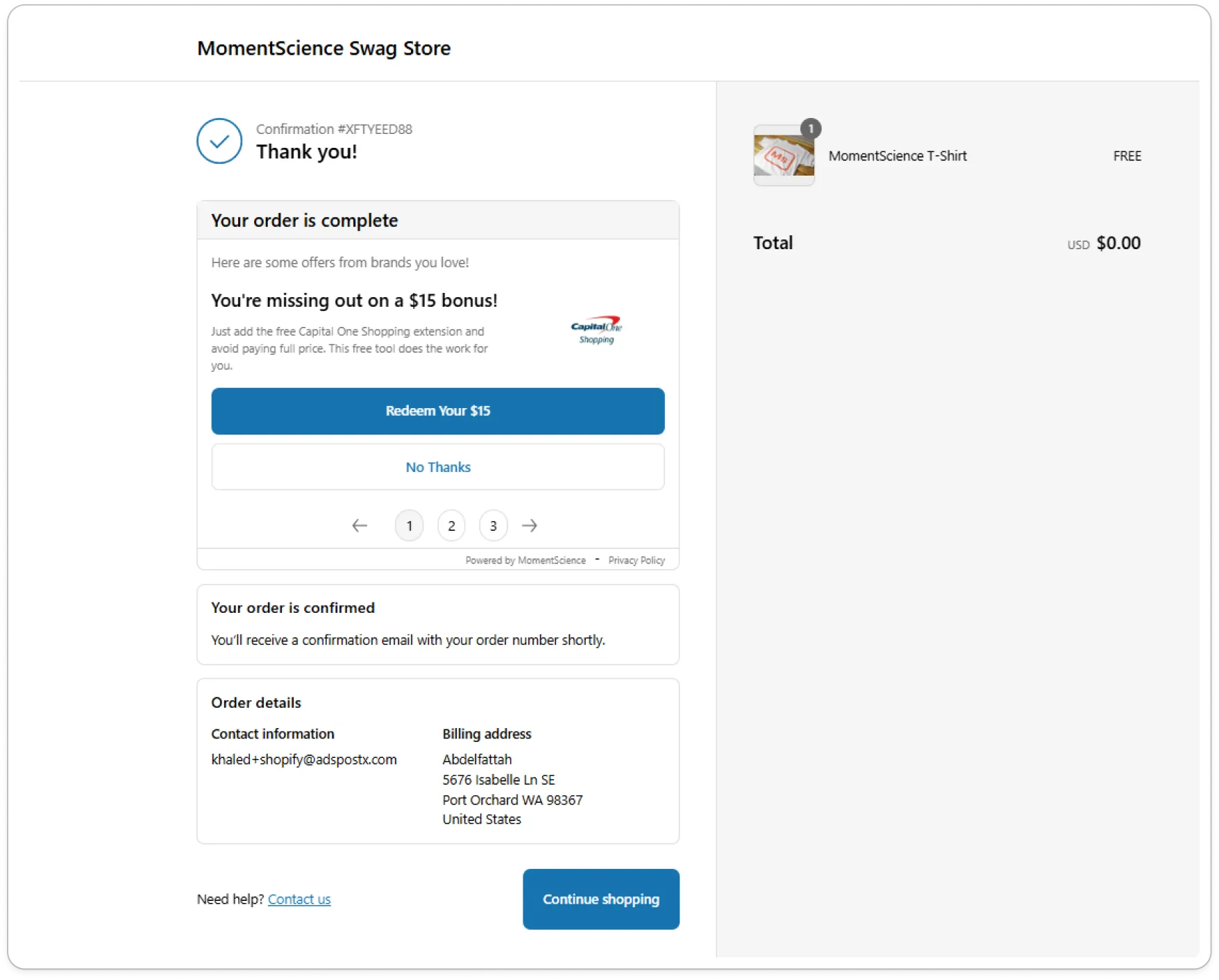 Example Offers on Thank You Page.