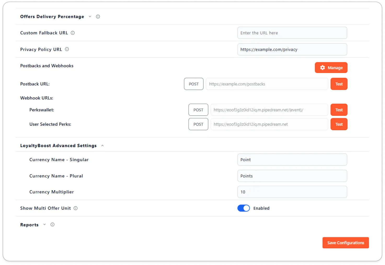 MomentScience Dashboard showing currency configuration settings