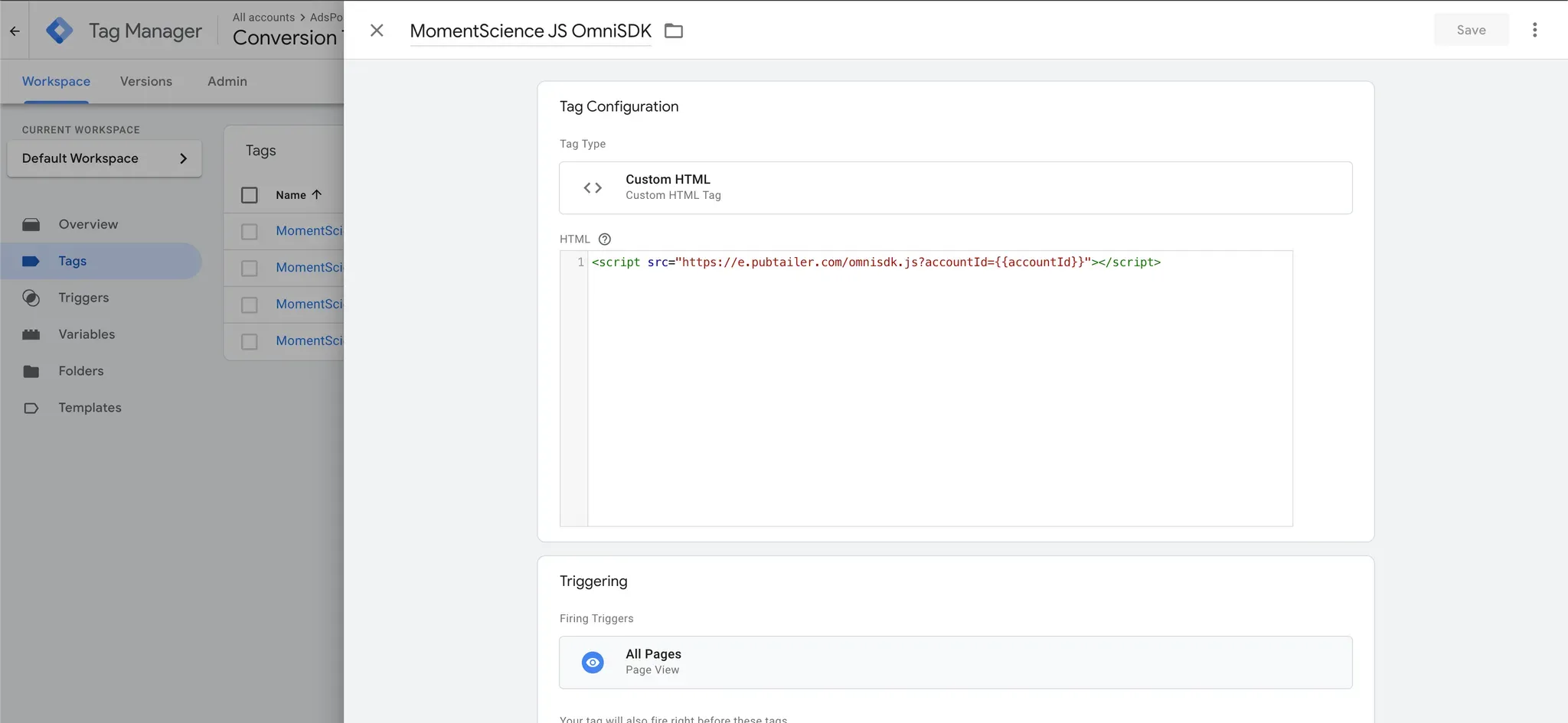 Add the MomentScience OmniSDK Tag 