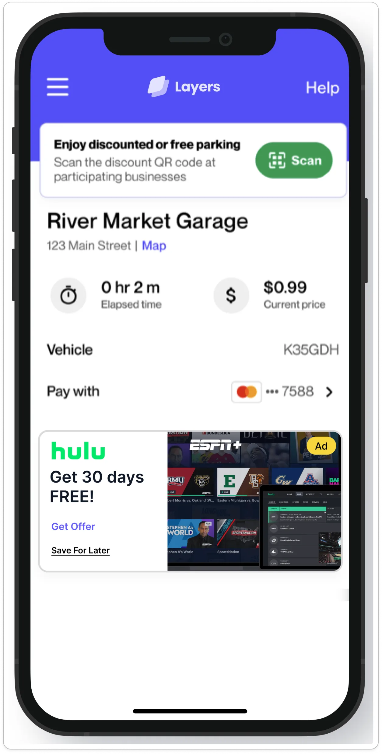 Example Offer with Save For Later Feature