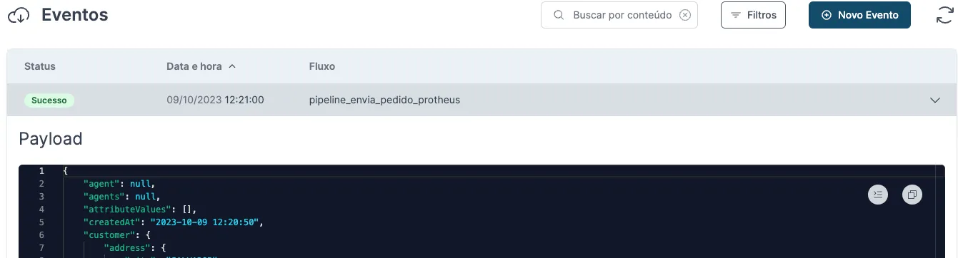 Tela de Eventos