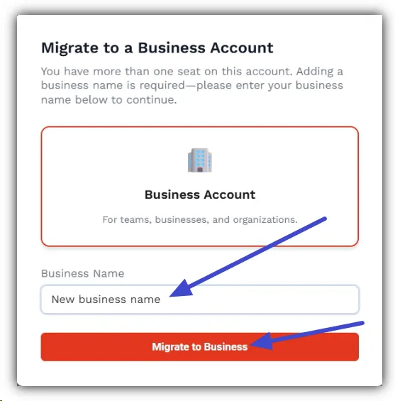 Business Name entered Business Name entered