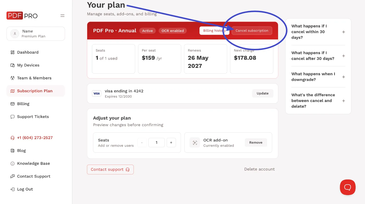 Cancel Renewal process