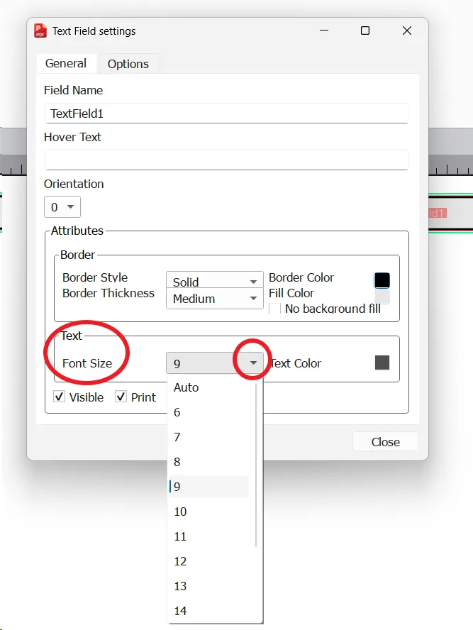 Font Size setting Font Size setting