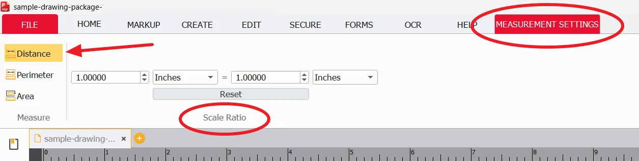 Scale Ratio settings menu