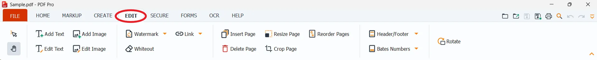 The EDIT Tab