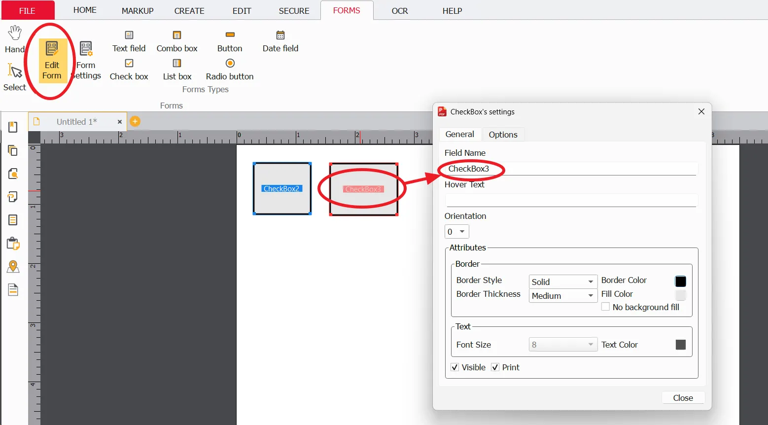 Editable field shown in red Editable field shown in red
