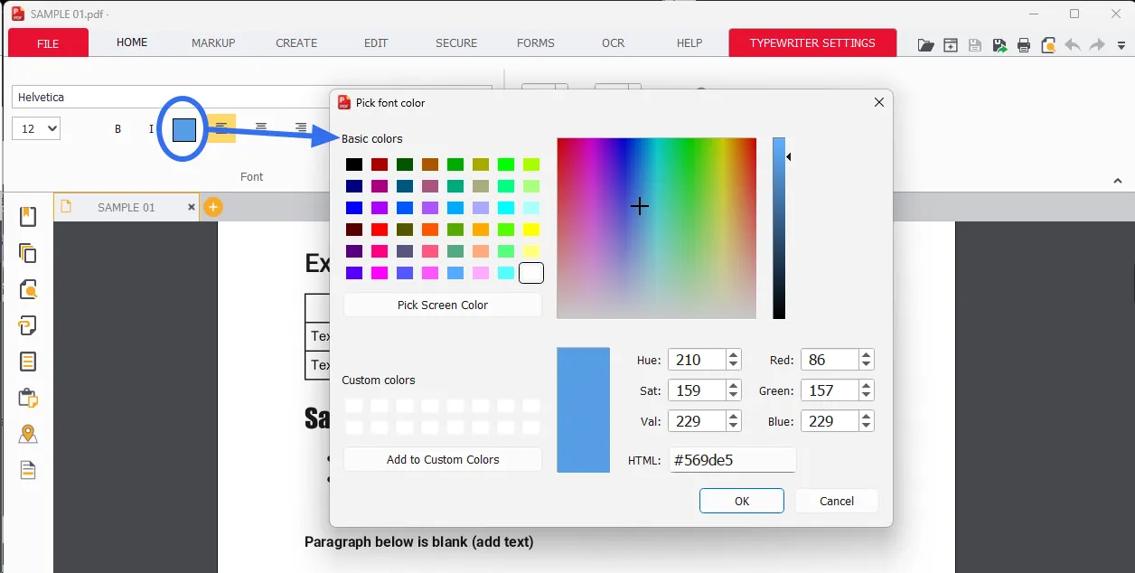 Select the Font Color