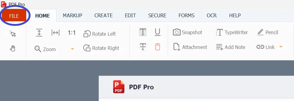 FILE menu choice FILE menu choice