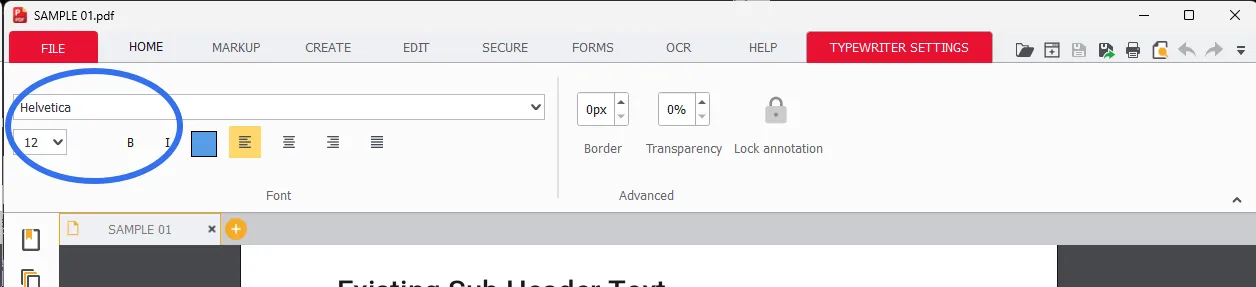 Select the appropriate font settings