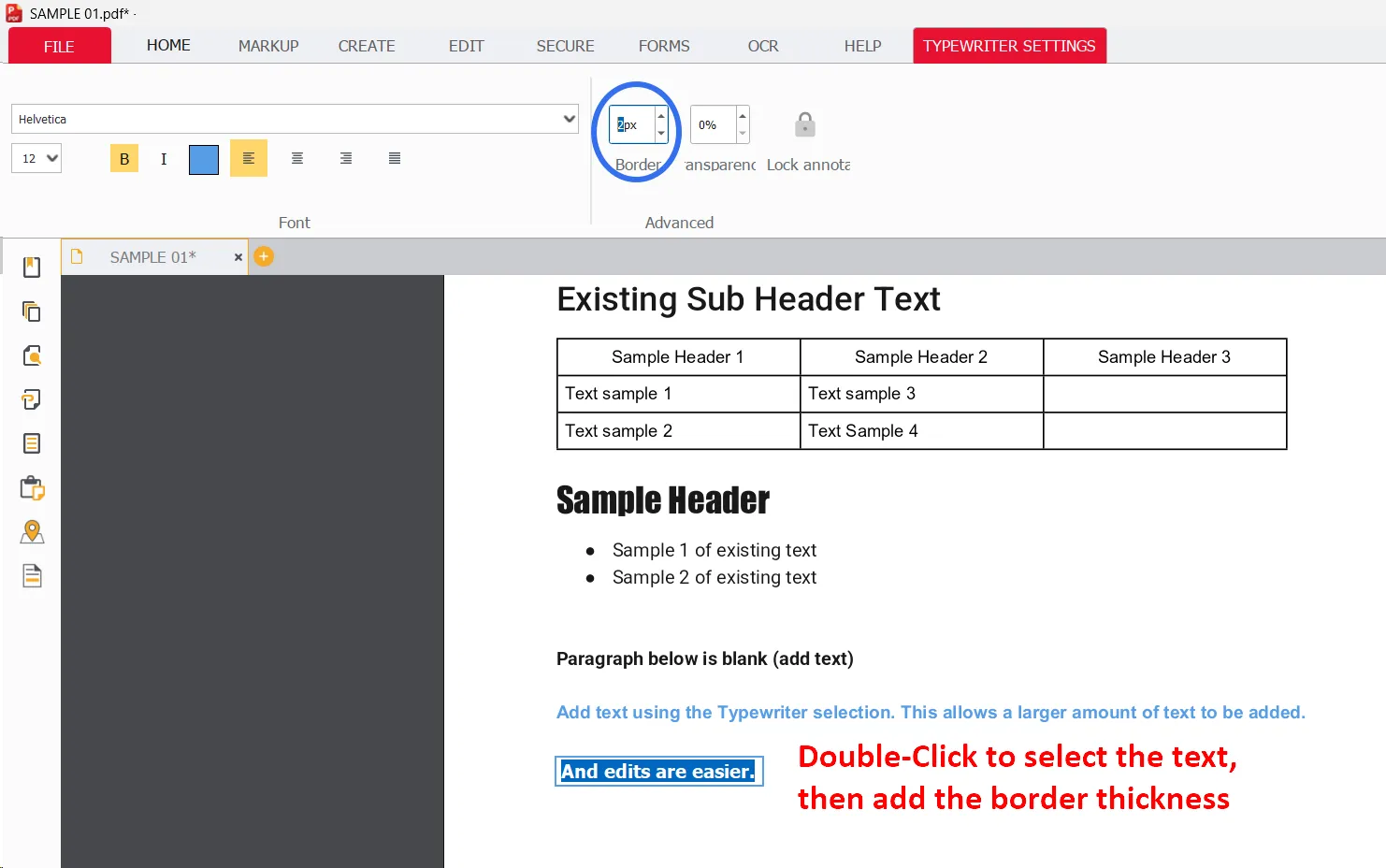 Adjust border and transparency 