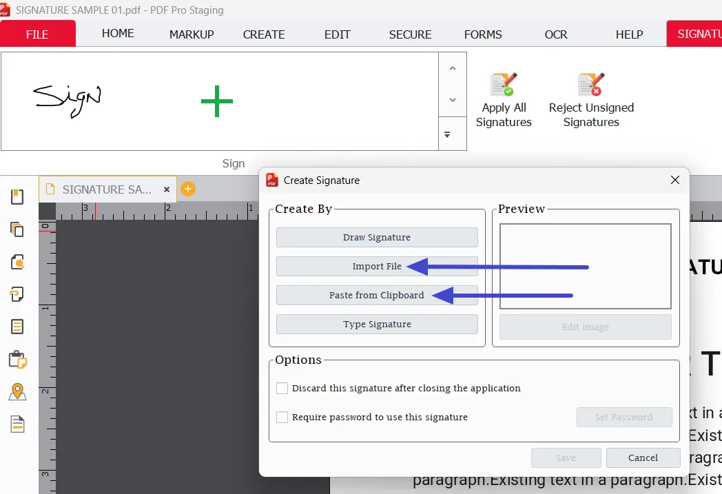 Import and Clipboard options Import and Clipboard options