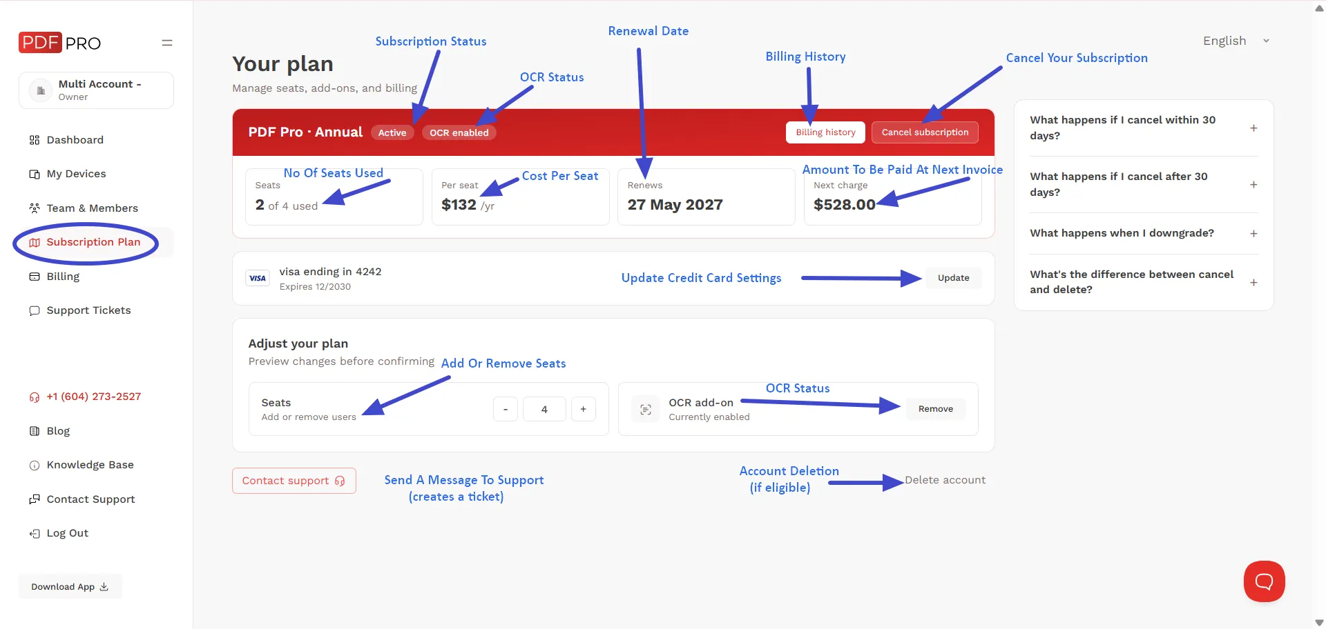 Subscription Plan screen