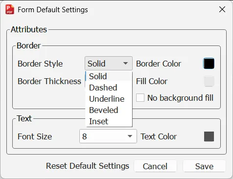 Border Style Options Border Style Options