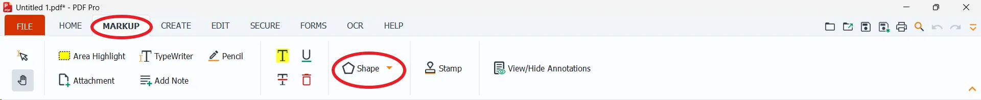 Markup Tab - Shapes
