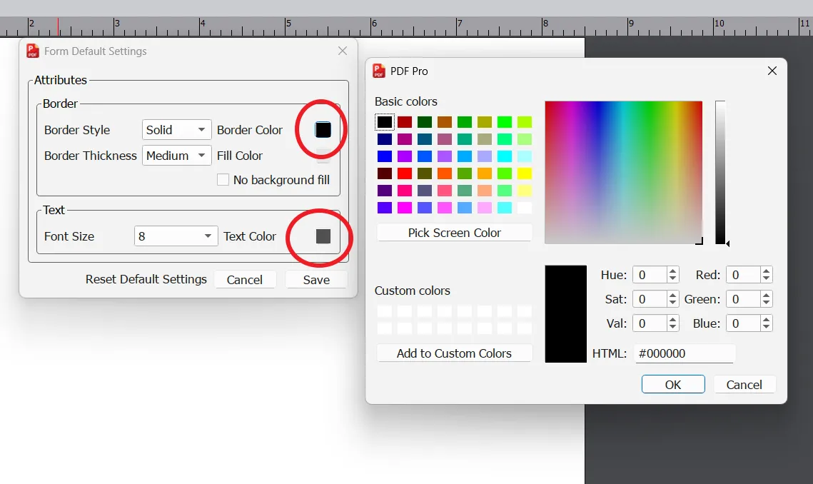 Border and Text Color Options Border and Text Color Options