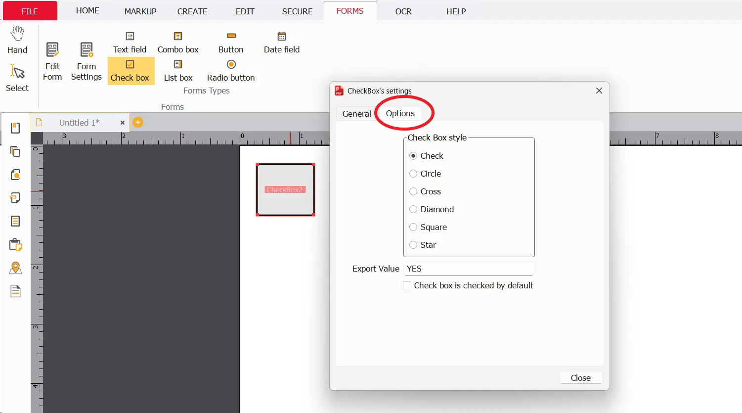 Options Tab Settings Options Tab Settings