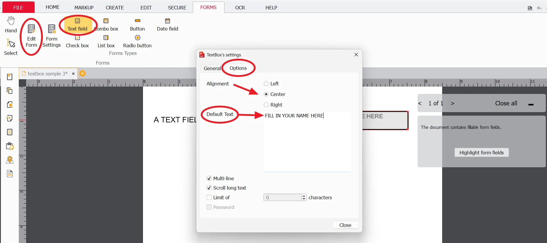 Default text instruction Default text instruction
