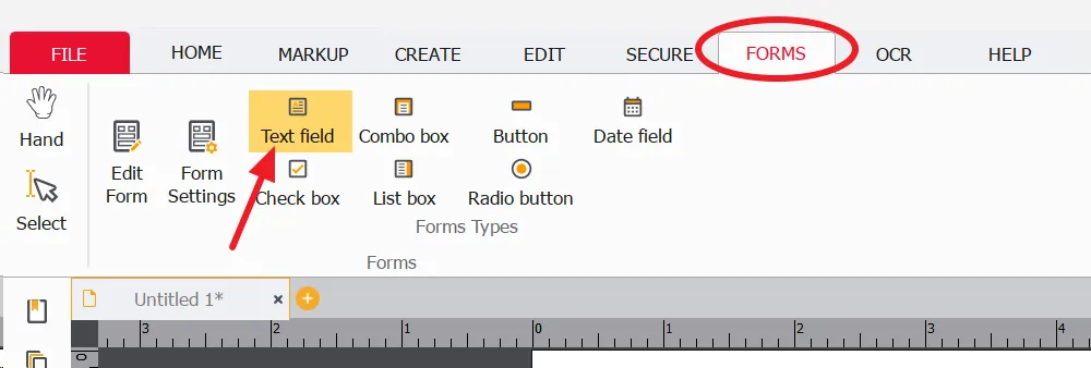 Select the Text field as shown Select the Text field as shown