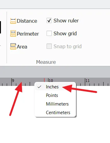Right Click on the ruler