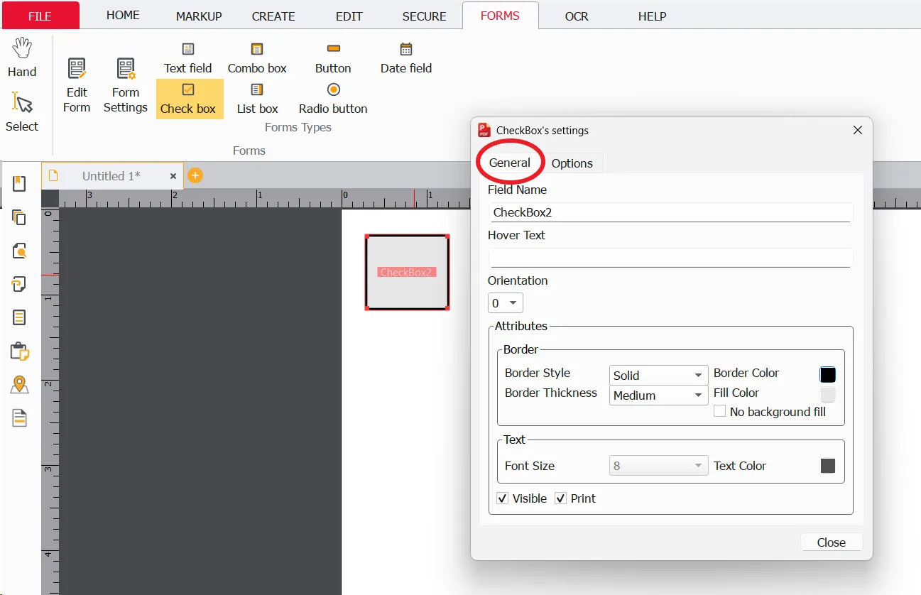 General Tab Settings General Tab Settings