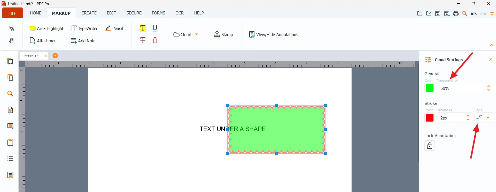 Example of user settings