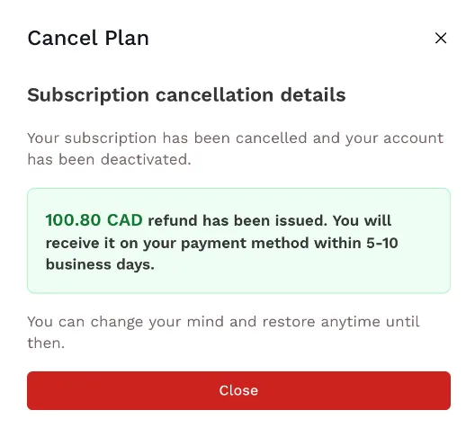 Cancellation Details Cancellation Details