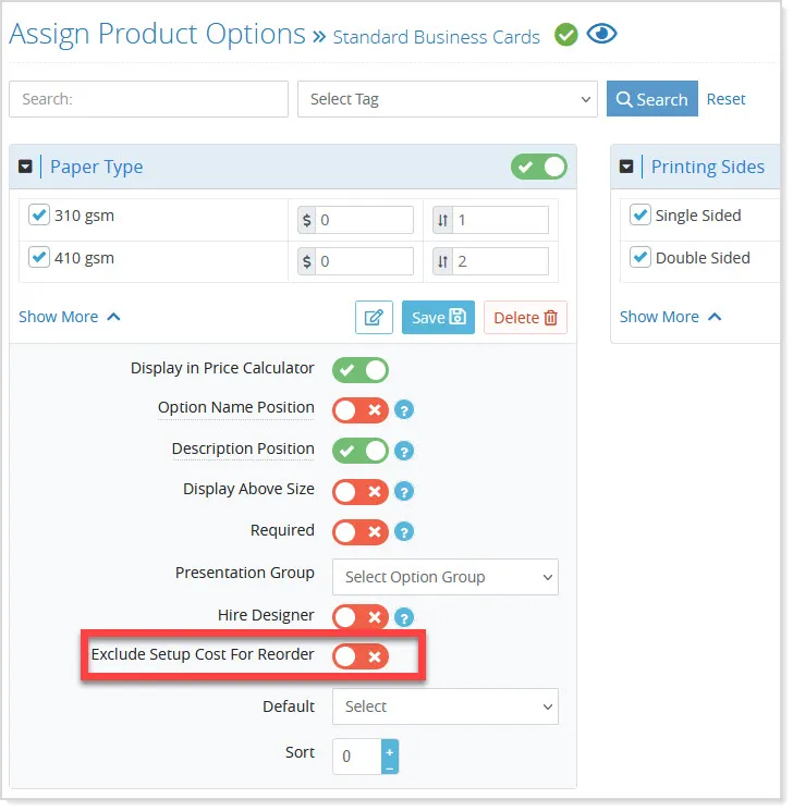 Assign Product Options