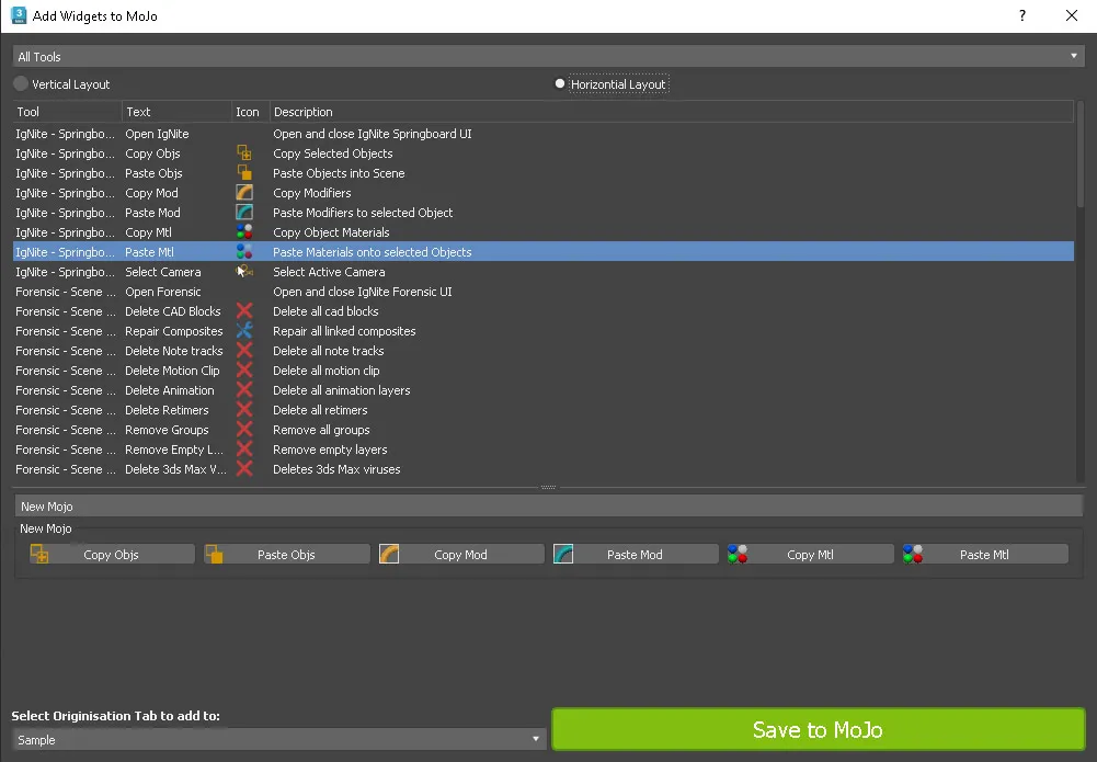 Widget Builder - Horizontal Layout