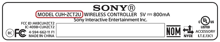 The sticker found on a DualShock4® v2 (DS4 v2)