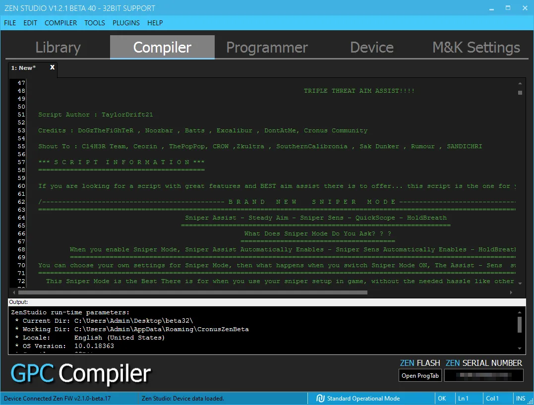Compiler Panel