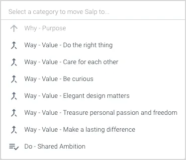 Moving a Salp to a new category
