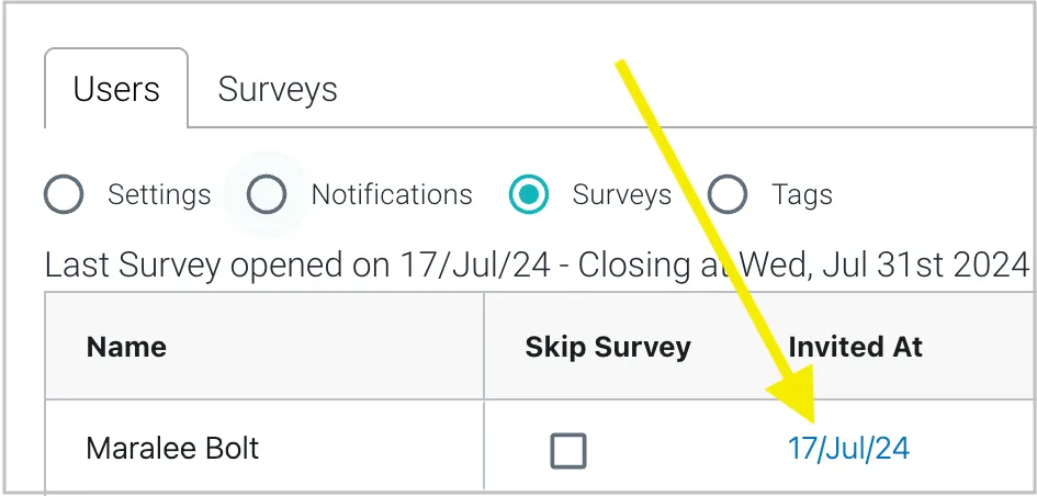 Resending an employee's Salpulse Survey invitation