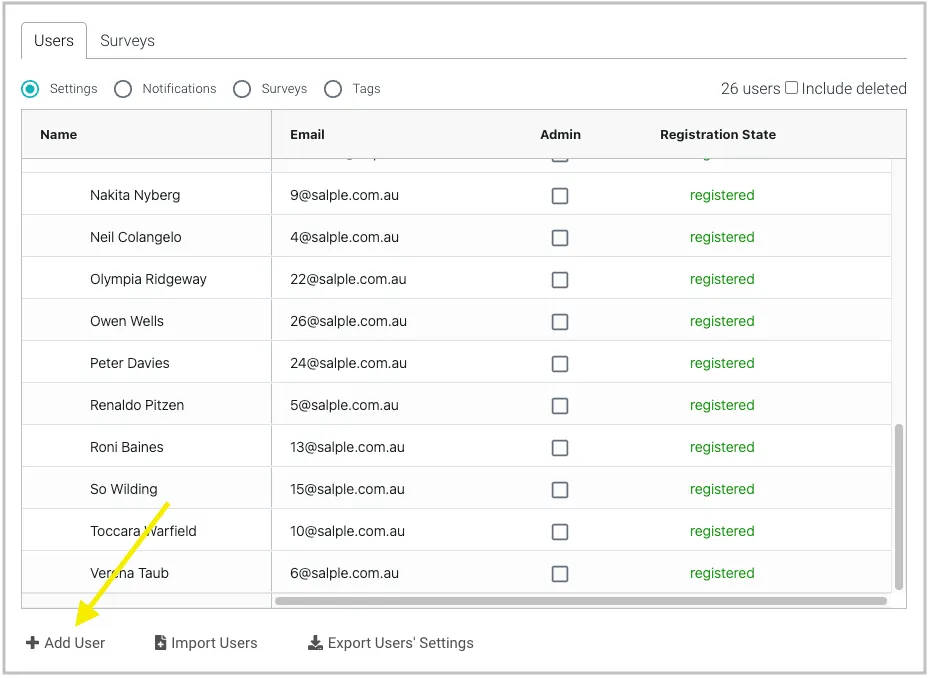Adding a user to Salpulse Adding a user to Salpulse