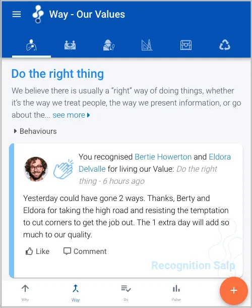 "Way" screen of Salpulse on a mobile