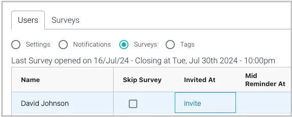 Invite new employees to a Salpulse survey