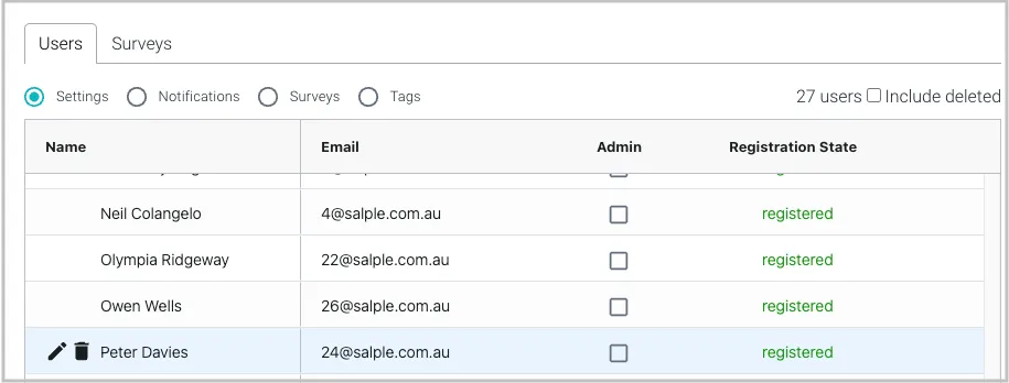 Deleting a user from Salpulse Deleting a user from Salpulse